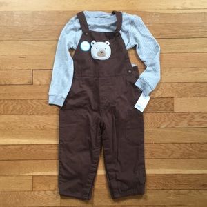 baby Boys Onsie with Brown Overalls